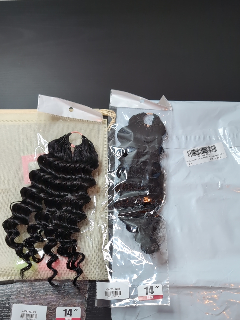 14 Inch 120 G Feather Crochet Human Hair Natural Black 1B Deep Wave Miracle Knot